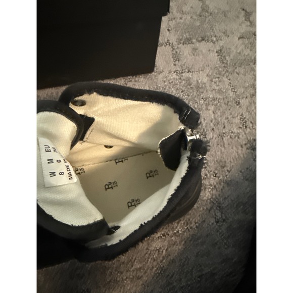 R13 Black Leather Canvas High Top Platform Zip Sneakers Women Size 8 - Picture 3 of 11